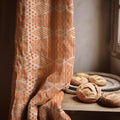 Mid Century Modern Linen Curtain: Orange Geometric Retro Panel - Image 2