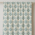 Bohemian Linen Curtain Panel: Teal Blue Geometric Print, Optional Blackout - Image 2