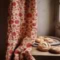 Red Floral Linen Curtain: William Morris Style Botanical Drapery - Image 1