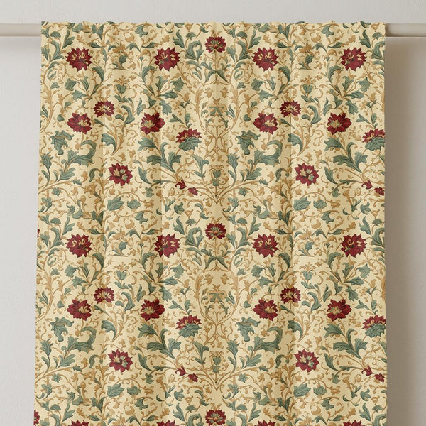 Floral Linen Curtain: William Morris Style Botanical Drapery