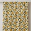 Yellow Floral Linen Curtain Panel - William Morris Style Botanical Drapery - Image 2