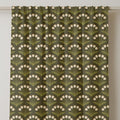 Retro Tulip Linen Curtain Panel: Mid-Century Modern Olive Green Drapery - Image 2