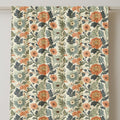 Floral Linen Curtain Panel: Orange & Blue Vintage Style Drapes - Image 3