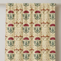 Burgundy Floral Linen Curtain Panel: Vintage Botanical Print, Cream Backdrop - Image 2