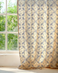 Navy Blue Starburst Linen Curtain Panel: Modern Geometric Print - Image 2