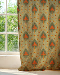 Retro Palm Tree Linen Curtain Panel: Tropical Botanical Window Treatment - Image 2