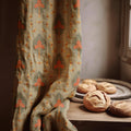 Retro Palm Tree Linen Curtain Panel: Tropical Botanical Window Treatment - Image 1