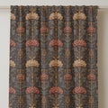 Art Nouveau Floral Linen Curtain Panel: Burnt Orange & Beige - Image 2
