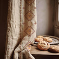 Southwestern Linen Curtain: Tribal Star Terracotta & Mustard Panel - Image 1
