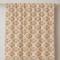 Retro Floral Linen Curtain: Mustard Art Nouveau Botanical Drapery - Image 2