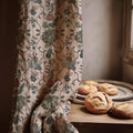 Blush Pink Floral Linen Curtain Panel: Vintage Botanical Print, Blackout Option - Image 1