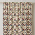 Folk Art Floral Linen Curtain: Red, Blue & Green Botanical Drapes - Image 2
