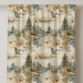 Watercolor Forest Linen Curtain Panel: Crane & Pine Tree Landscape - Image 2