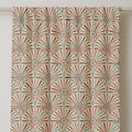 Retro Art Deco Linen Curtain: Teal, Coral, Beige - Custom Panel - Image 2