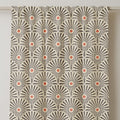 Art Deco Linen Curtain: Retro Fan Pattern, Coral Accents - Single Panel - Image 2