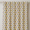 Retro Floral Linen Curtain: Mid Century Modern Yellow & Black Drapery - Image 2