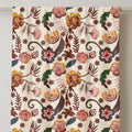 Floral Linen Curtain Panel: Burgundy, Pink & Mustard Botanical Print - Image 2
