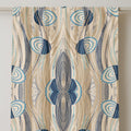Abstract Blue Linen Curtain: Tribal Inspired Drapes, Modern Interior - Image 2
