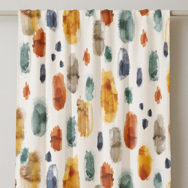 Watercolor Linen Curtain Panel: Hand-Painted Look Drapes