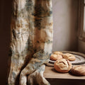 Watercolor Forest Linen Curtain Panel: Crane & Pine Tree Landscape - Image 1