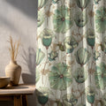 Green Floral Linen Curtain: Vintage Botanical Print Drapery - Image 2