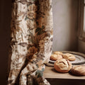 Floral Linen Curtain: Beige Taupe Botanical Print, Farmhouse Style - Image 1