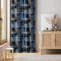 Blue Plaid Curtain Panel: Modern Abstract Window Drape - Image 3