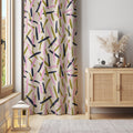 Abstract Brushstroke Curtain Panel: Pink, Olive & Navy Drape - Image 3
