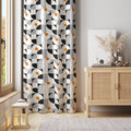 Geometric Curtain Panel: Black, White & Orange - Modern Living Room Decor - Image 1