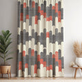 Geometric Triangle Curtain Panel: Beige Minimalist Modern Drape - Image 1