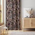 Rustic Floral Curtain Panel: Vintage Dark Purple & Beige Flower Drapes - Image 1