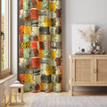 Abstract Patchwork Curtain Panel: Boho Geometric Window Drape - Image 3