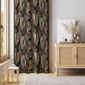 Retro Geometric Curtain Panel: Mid Century Modern Brown Beige Drape - Image 2