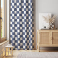 Navy Checkerboard Curtain: Modern Grid Pattern Window Panel for Contemporary or Coastal Home Decor - Image 1