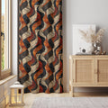 Retro Wave Curtain Panel: Burnt Orange Abstract Mid Century Modern Drape - Image 3