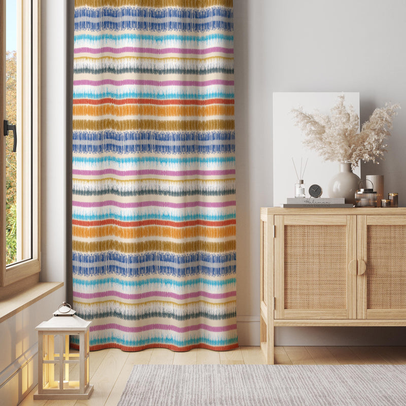 Colorful Horizontal Stripe Curtain – Vibrant Panel with Multicolor Handdrawn Lines