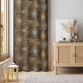 Retro 70s Floral Curtain: Brown & Olive Green Flower Power Window Panel - Image 1