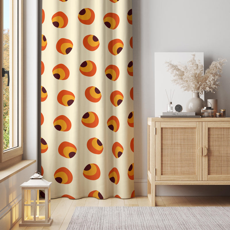 Retro Orange Dot Curtain: Mid-Century Modern Window Panel