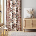Oriental Inspired Curtain – Burgundy & Beige Decorative Window Panel with Bold Side Borders - Image 1