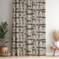 Abstract Brushstroke Curtain Panel: Beige & Black Minimalist Decor - Image 1