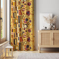 Golden Abstract Art Curtain: Geometric Print Window Panel - Image 1