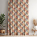 Retro Geometric Curtain Panel: Mid-Century Modern Red & Gold - Image 1