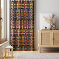 Woven Pattern Curtain: Multicolor Textured Grid, Boho Decor - Image 1