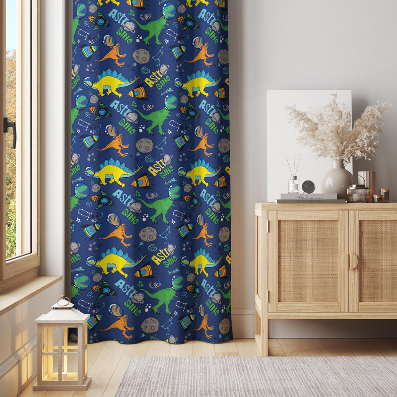 Kids Dinosaur Space Curtain: Astro Dino Boys Room Window Panel