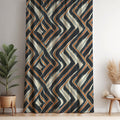Abstract Zigzag Curtain Panel: Boho Mid-Century Modern Window Drape - Image 1