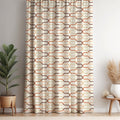 Mid-Century Modern Curtain Panel: Geometric Burnt Orange & Brown - 30x70 Cotton Blend - Image 1