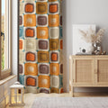Retro Geometric Curtain Panel: Mid-Century Modern Orange Brown Teal Window Drape - Image 2