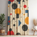 Geometric Color Block Curtain Panel: Mid Century Modern Drape - Image 1