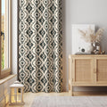 Bohemian Ikat Curtain Panel: Black and Cream Tribal Window Drape - Image 3