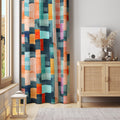 Abstract Geometric Color Block Curtain Panel: Modern Window Drape - Image 3
